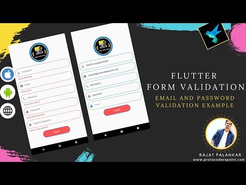Flutter Form Validation- Email validate, Password Confirm