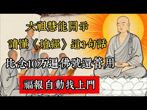 六祖慧能開示，讀懂《壇經》這3句話，比念10萬遍佛號還管用，福報自動找上門！#佛教 #佛家 #佛法 #佛學知識 #佛學智慧 #修心修行 #佛教文化 #禪悟人生 #傳統文化
