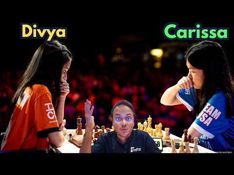 Carissa Yip picks up Divya Deshmukh's king at the end of the game | Checkmate USA vs India