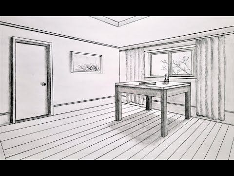 How to draw a room in two point perspective, step by step for beginners
