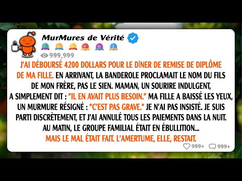 J'ai payé 4 200 $ pour parrainer un dîner de remise de diplôme en famille pour ma fille. Quand nous