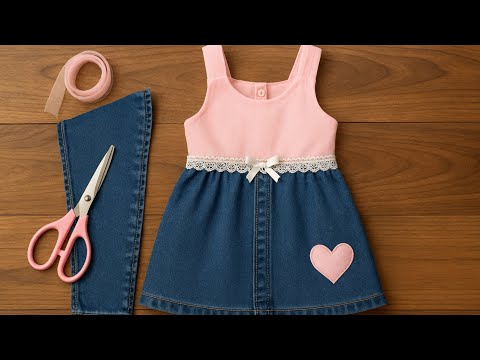 ⛔ Don’t Toss Your Old Jeans! 👖💙 Turn Them into a Cute Denim Dress in Just 1 Hour ✂️👗✨