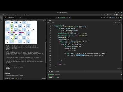#LeetCode 909 | Snakes and Ladders #Java