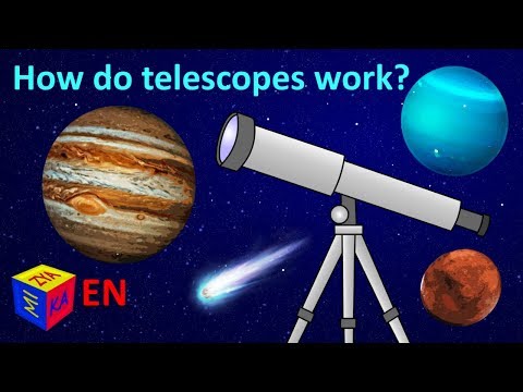 How telescopes work. Learn planets. Why questions and science for kids. How things work
