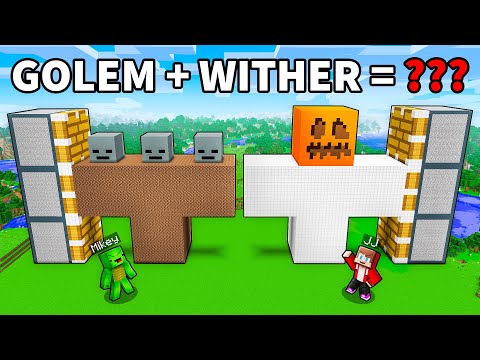 JJ and Mikey COMBINE BIGGEST GOLEM and WITHER in Minecraft - Maizen