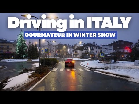 Driving in ITALY - COURMAYEUR Winter Snow Drive in 4K