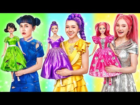 Kpop Demon Hunters Huntrix Girl Rich vs Broke vs Giga Rich Barbie Doll Makeover