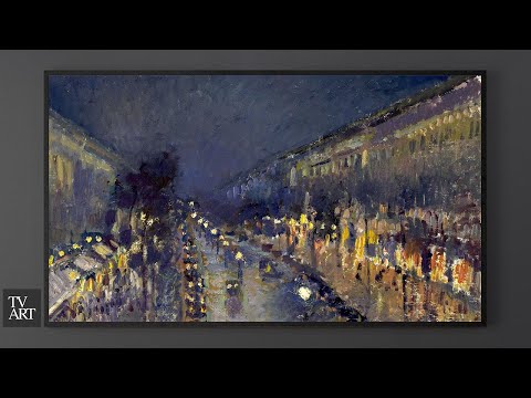 TV Art OneArt Collection | Camille Pissarro - The Boulevard Montmartre at Night | 2 Hour