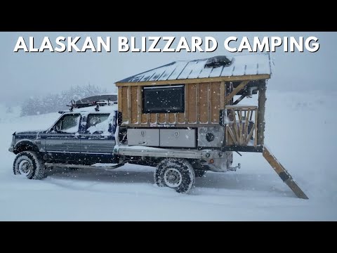 Riding Out an Epic Snowstorm Inside a Cozy Homemade Truck Camper #alaska #asmr #vanlife #camping