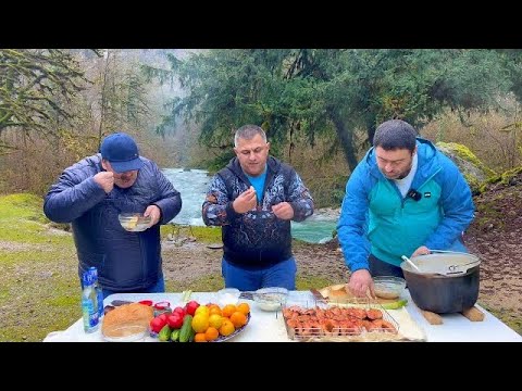 Cooking Shashlik From Fish and Ear in Finnish Style in the Mountains of Abkhazia! Trout on the Grill