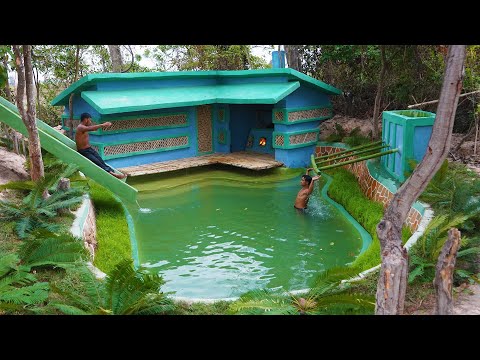Building a Underground Survival Jungle House Design And Swimming Pool
