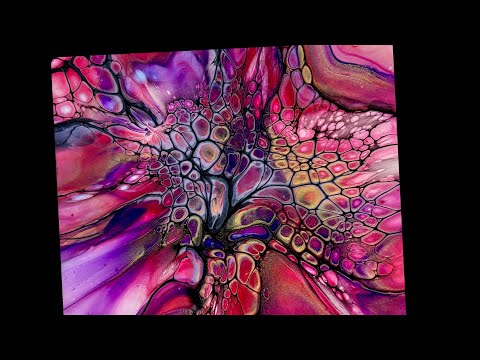 Another Breathtaking Bloom Technique, Reds and Purple, Acrylic Paint Pouring (1676)