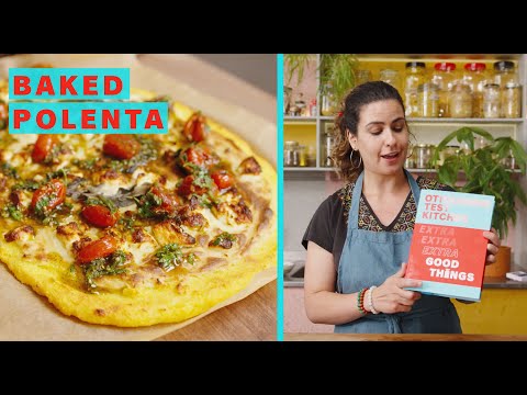 Baked polenta with feta, béchamel and za'atar tomatoes | Ottolenghi Test Kitchen Extra Good Things