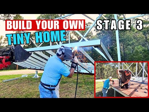 Build Your Dream Tiny Home from Scratch Series! 'Stage 3' DIY, Making a Retractable Decking!