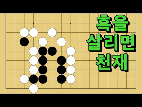 바둑 묘수 사활 - 기기묘묘한 테크닉의 묘수가 있습니다. 흑을 살려보세요.