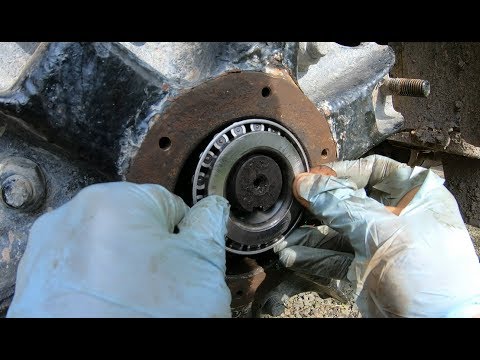 Installing a wheel bearing in a dump truck