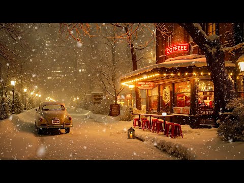 Relaxing Winter Jazz Playlist ❄️ Peaceful Winter Night Coffee Shop Ambience for a Positive Mood