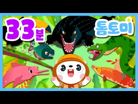 [33분] 🐊아마존에 어떤 동물들이 살고있을까? | 🐍특이한 동물 동요 모아보기 | 인기 동요 | #톰토미