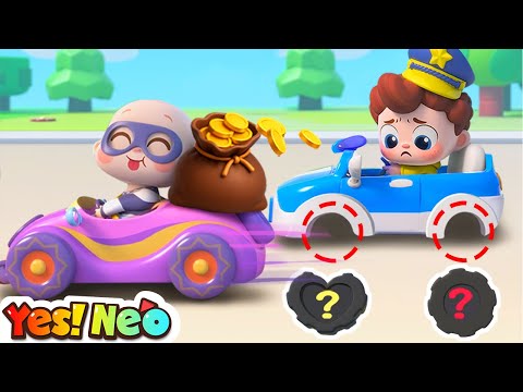 The Police Car Wheels Go Round and Round | Surprise Eggs | Nursery Rhymes & Kids Songs | Yes! Neo