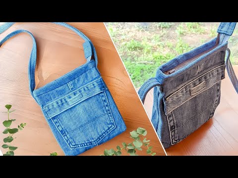 DIY Simple Denim Crossbody Bag with Zipper Out of Old Jeans | Upcycle Craft | Bag Tutorial
