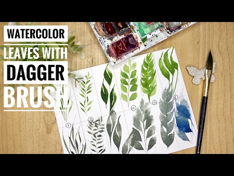 How to paint Watercolor Leaves with Dagger Brush Easy Beginner Leaves Tutorial