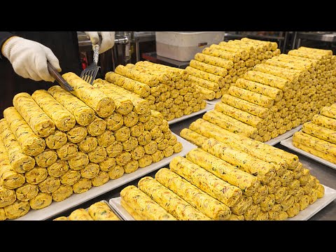 대단합니다! 30분만에 김밥 500줄 나가는?! 역대급 미친 퀄리티 통 계란말이 몽둥이 김밥/ Korean Egg Omelette Kimbap - Korean Street Food