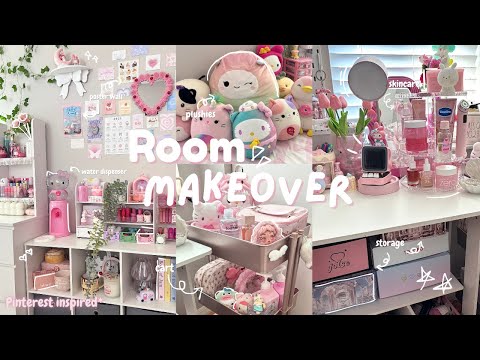 aesthetic room makeover ☁️🎀 : korean & pinterest inspired, ikea + temu haul, new furniture, coquette