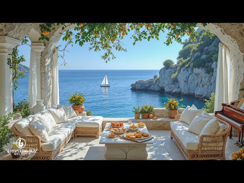Positive Morning Jazz | Smooth Jazz In Luxury Cabin Overlook Calm Sea Start A Peaceful Day