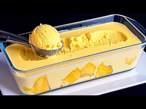 Nur Milch und Ananas! Das köstlichste italienisches Eis in 5 Minuten! Dessert ohne Backen!