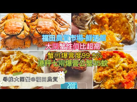 深圳吃喝玩樂 | 尋找大閘蟹@福田農貿市場 | 鮮活館-大閘蟹價格 | 大閘蟹性價比超高 | 蟹乸爆膏率99.9% | 港秤七兩爆膏蟹公35蚊 | EP130