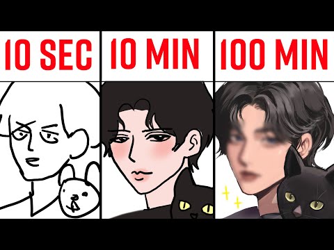 I WAS NOT PREPARED!! 10 Second, 10 Minute, 100 Minute Drawing Challenge