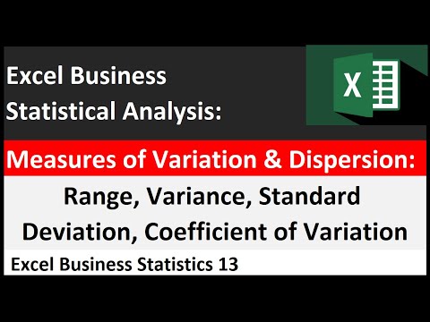 Excel Statistical Analysis 13: Range, Variance, Standard Deviation, Coefficient of Variation