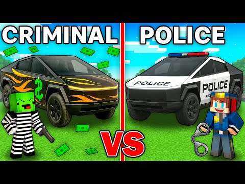 Mikey CRIMINAL vs JJ POLICE CYBERTRUCK Survival Battle in Minecraft - Maizen