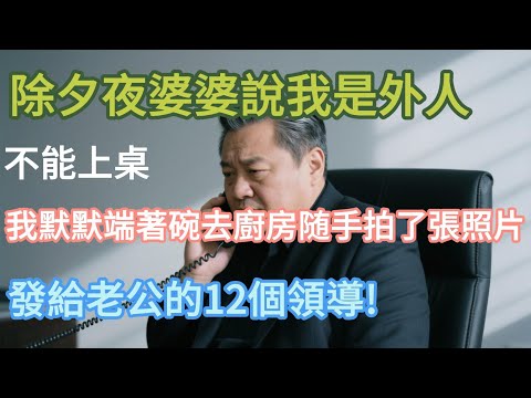 除夕夜婆婆說我是外人 不能上桌 我默默端著碗去廚房随手拍了張照片 發給老公的12個領導!#小说推文 #婚姻 #故事頻道 #情感 #情感故事