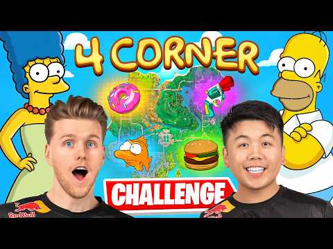 The 4 CORNER Simpsons Fortnite Challenge!