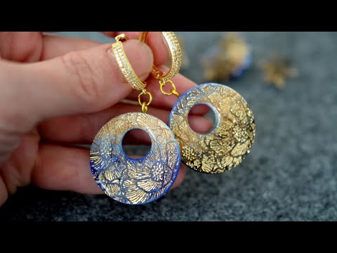 beautiful shiny earrings polymer clay tutorial. DIY jewelry