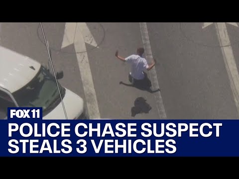 Police chase: Suspect in custody after carjacking three vehicles across LA County