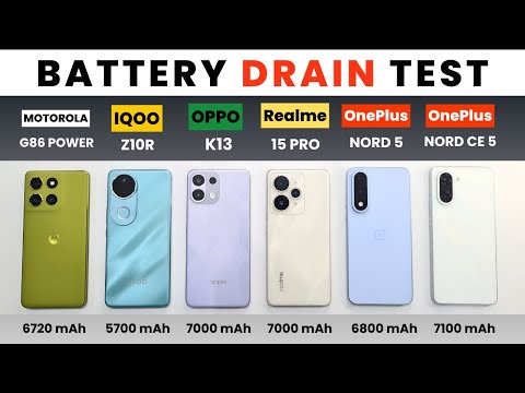 MOTO G86 Power vs iQOO Z10r vs OPPO K13 vs NORD CE 5 vs NORD 5 vs Realme 15 Pro | BATTERY DRAIN TEST