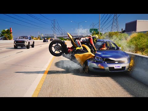 INSANE Motorcycle & Car Crashes – BeamNG Drive | EP1