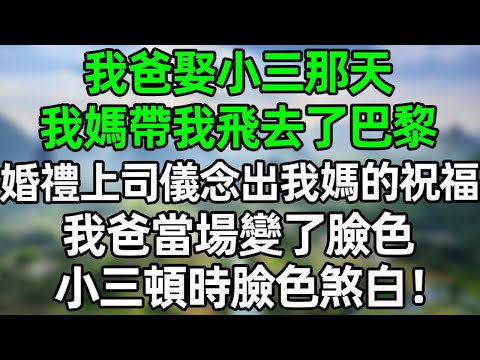 我爸娶小三那天，我媽帶我飛去了巴黎，婚禮上司儀念出我媽送的祝福，我爸當場變了臉色，小三頓時臉色煞白！#深夜淺讀 #夜讀人生 #大橘講故事  #情感故事  #講故事  #幸福生活 #深夜故事