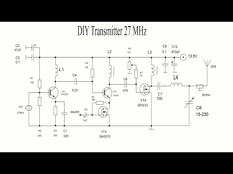 DIY AM transmitter at 27 MHz.Output power more than 10W.You will be heard from miles away