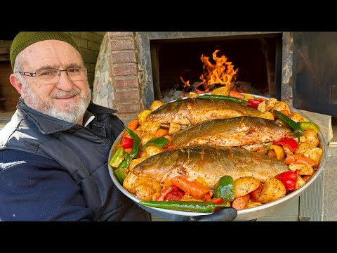 I Cooked Big Fish in the Big Stone Oven‼️ Fish Day in the Village‼️ Easy Baked Recipe