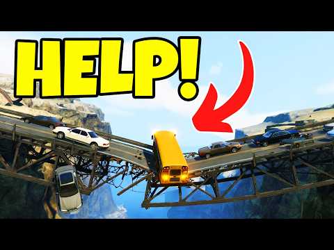 Bridge COLLAPSES with Cars Are STUCK On It! – BeamNG