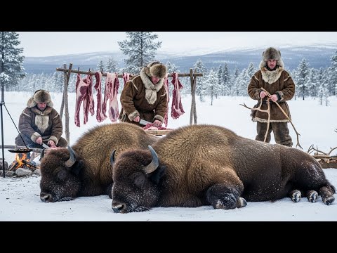 7,000kg Bison Herd vs −70°C Yakutia Feeding an Entire Frozen Settlement in a Deadly Storm