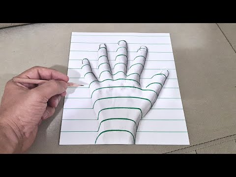 easy 3d drawing hand on paper for beginners