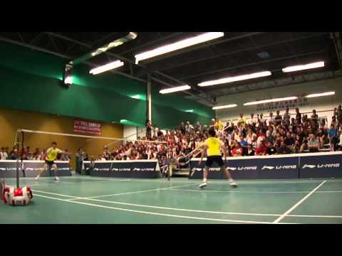 Lin Dan plays Bao Chunlai in an exhibition badminton match - Highlights