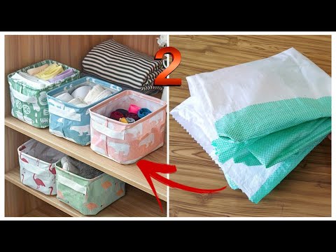 فكرتين تحفة للتنظيم من شيكارة وقماش قديم