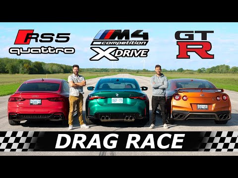 2022 BMW M4 XDRIVE vs Audi RS5 vs Nissan GTR // AWD DRAG & ROLL RACE + SURPRISE Contender