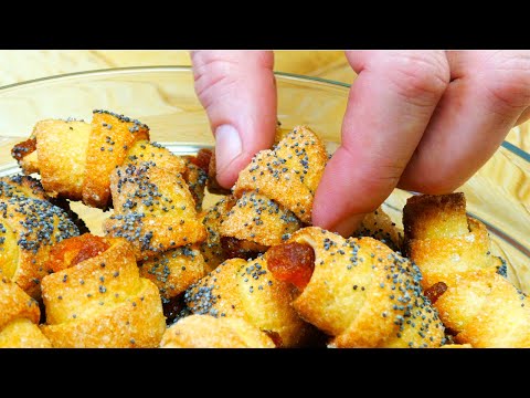 Домашние, вкусные сахарные рогалики. Любимое сахарное печенье из детства.