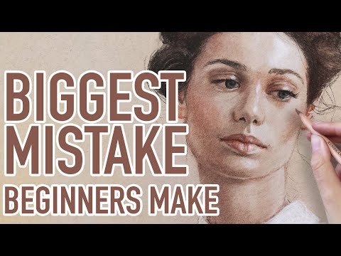 STOP DOING THIS! Learn how to draw the right way | Portrait process with charcoal, sanguine on paper